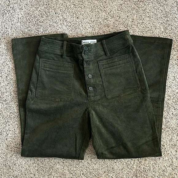 Apiece Apart Forest Green Button Front Corduroy Pants **Size 8**🌳🌳 - Picture 1 of 7